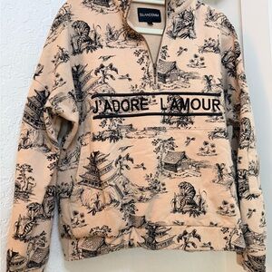 EllandEmm “J’Adore L’Amour” Quarter Zip Pullover Sweatshirt – Size S/M
